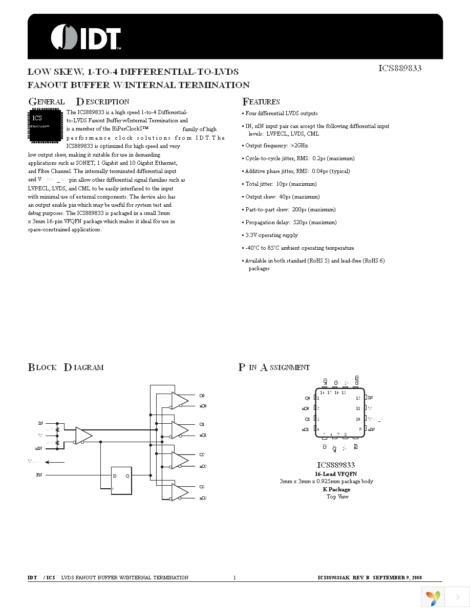 ICS889833AKLF Page 1