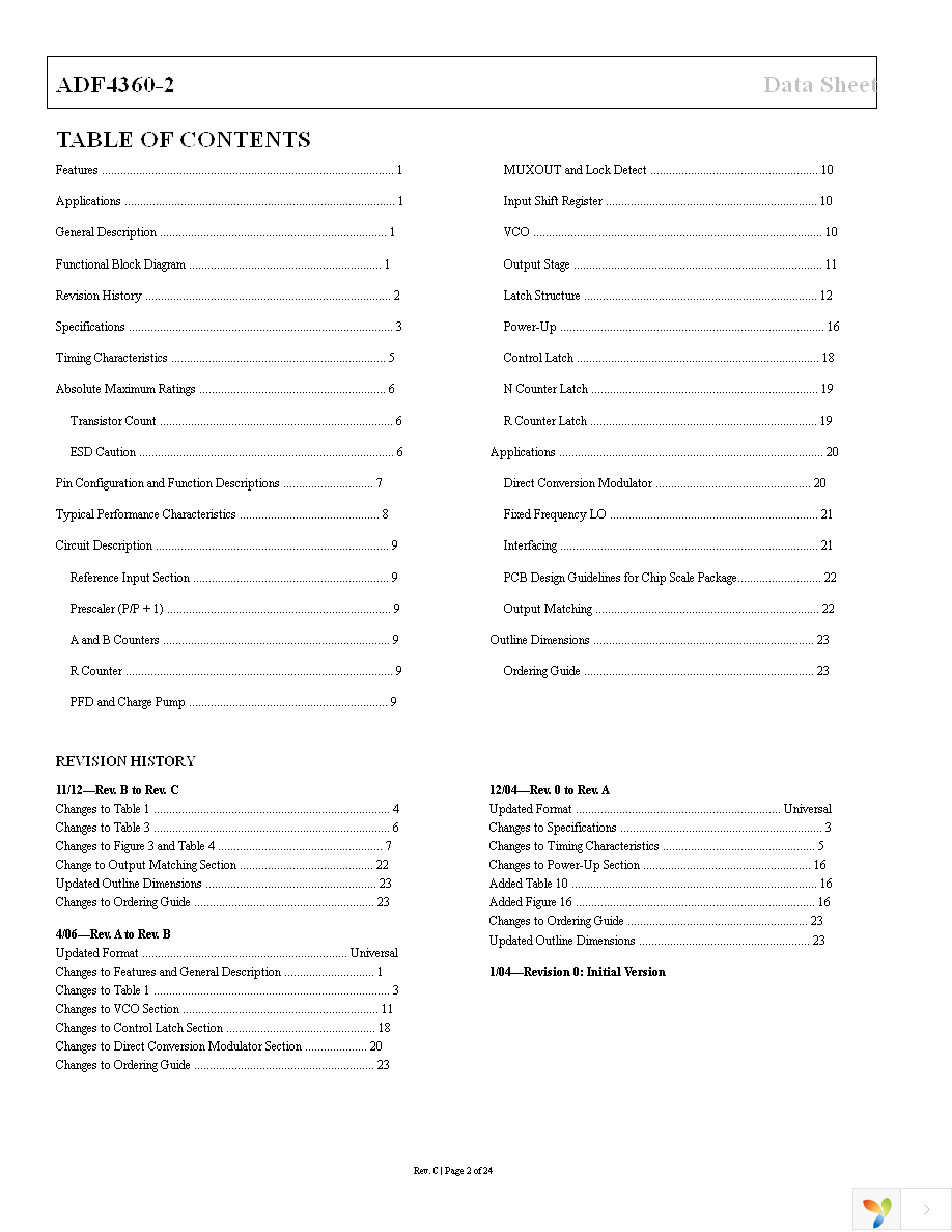 ADF4360-2BCPZRL7 Page 2