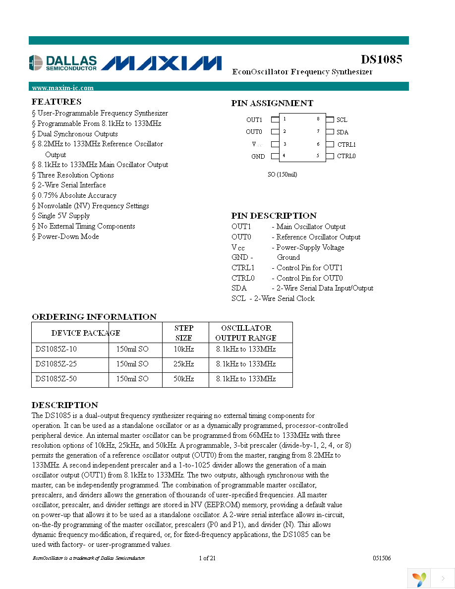 DS1085Z-10+ Page 1