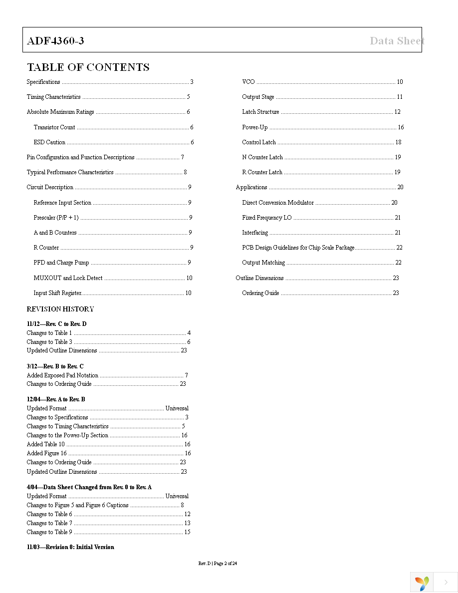 ADF4360-3BCPZRL7 Page 2