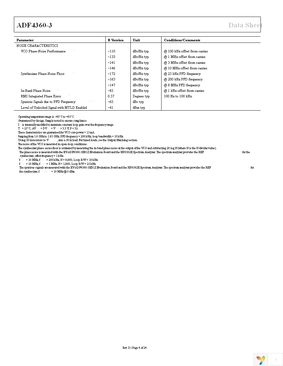 ADF4360-3BCPZRL7 Page 4