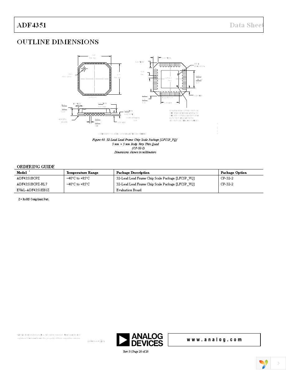 ADF4351BCPZ-RL7 Page 28