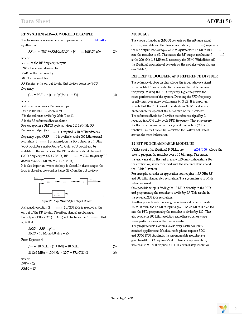 ADF4150BCPZ Page 21