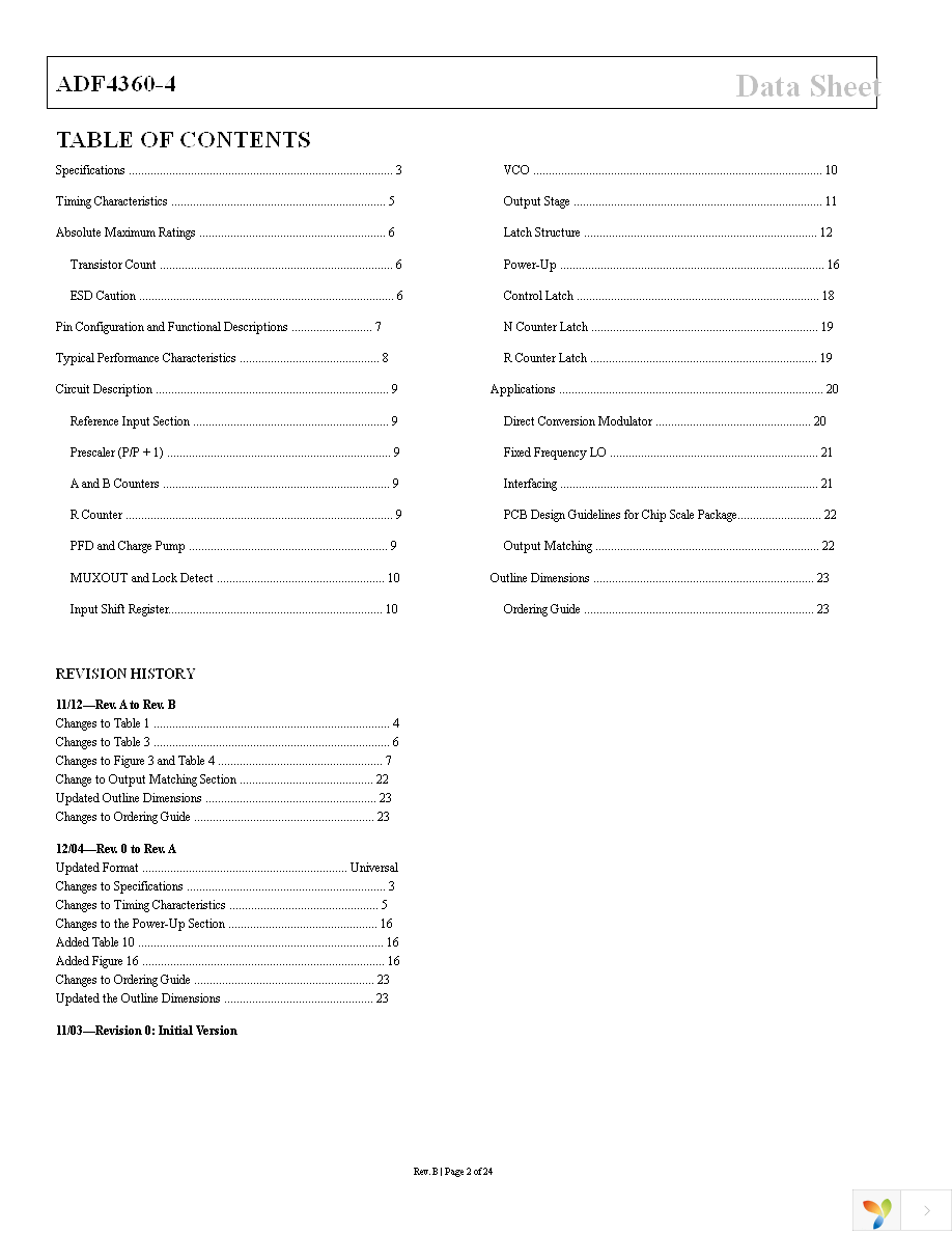 ADF4360-4BCPZRL7 Page 2