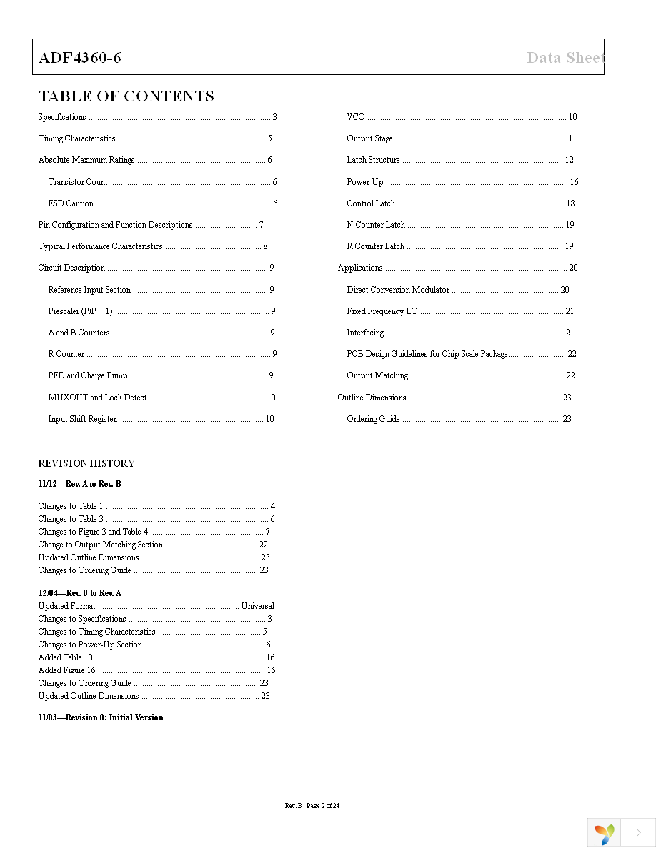 ADF4360-6BCPZ Page 2