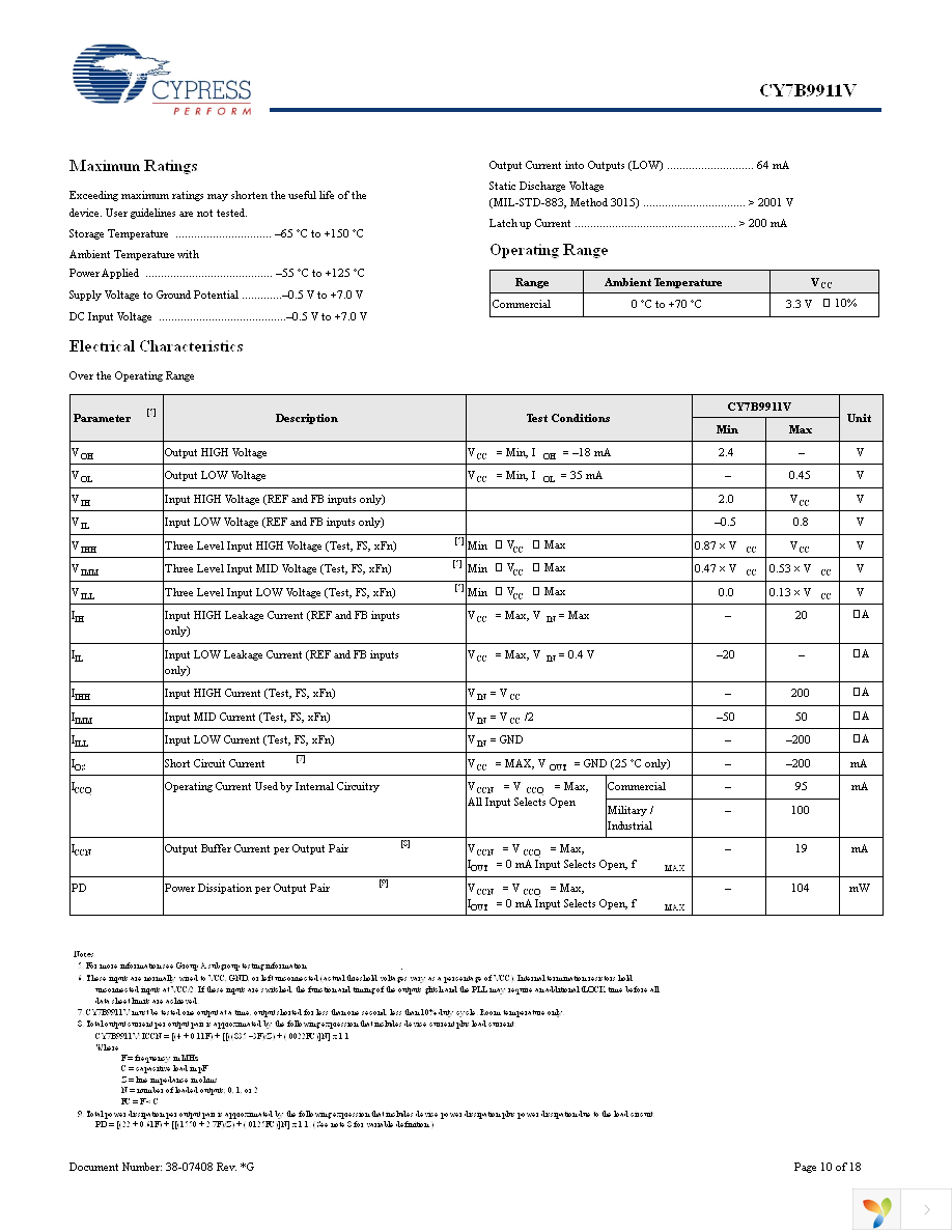 CY7B9911V-5JXC Page 10