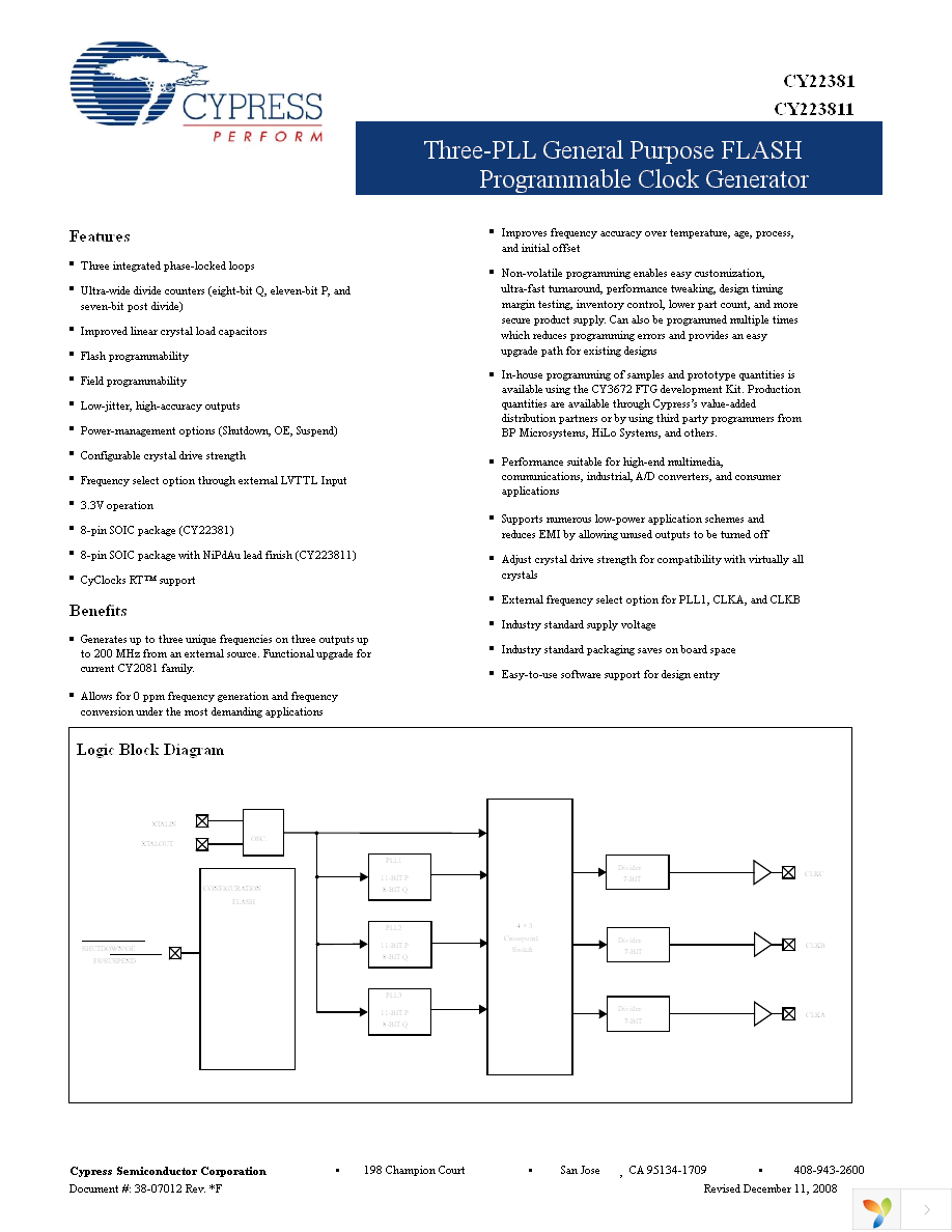 CY22381FXI Page 1