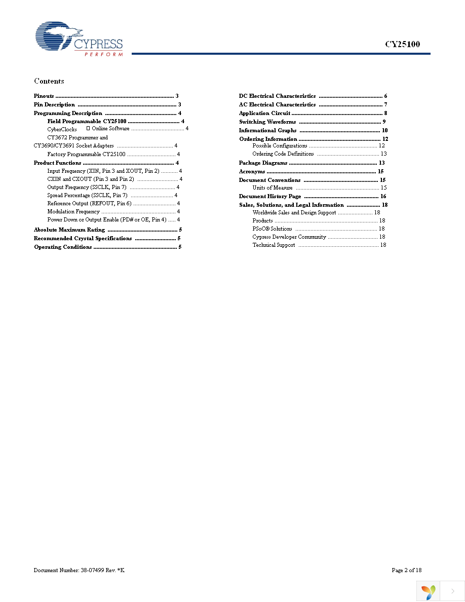 CY25100SXIF Page 2