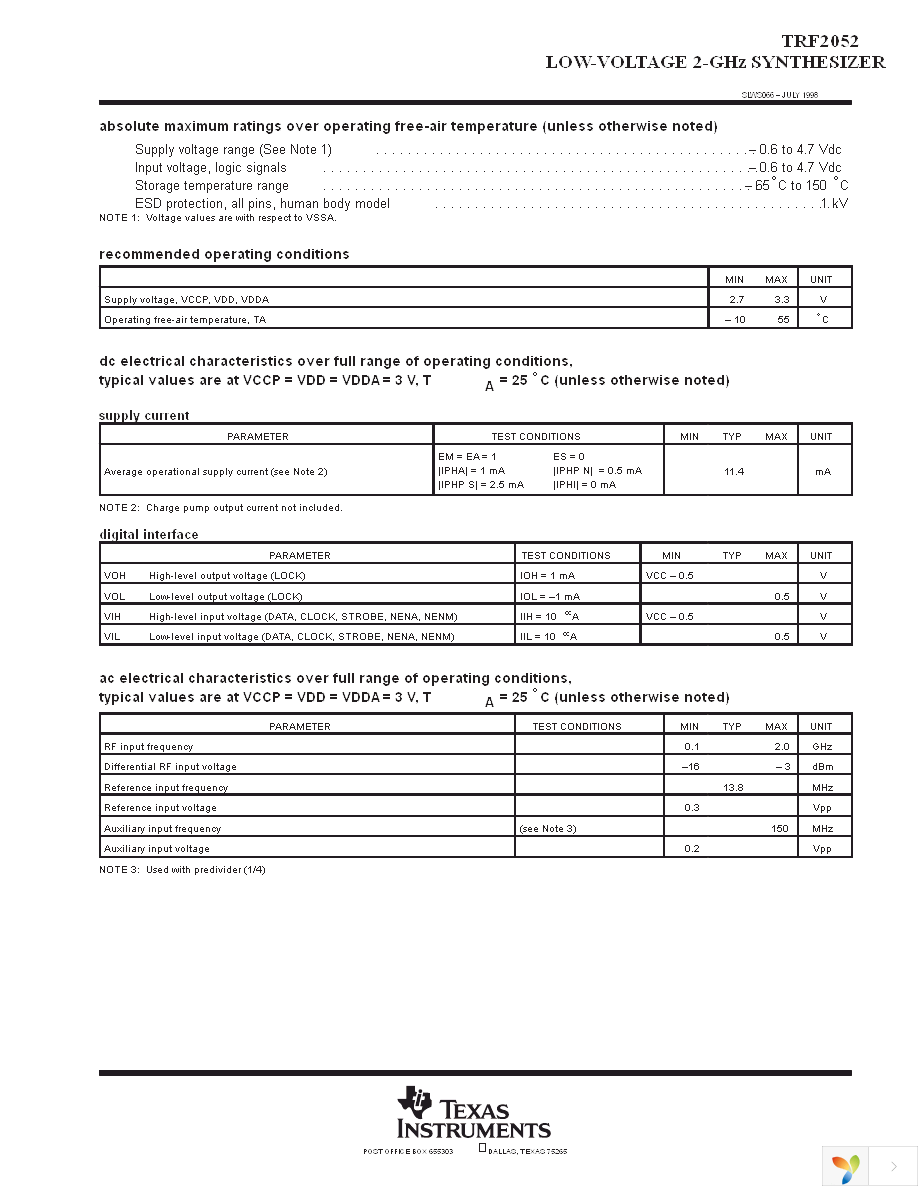 TRF2052PW Page 3