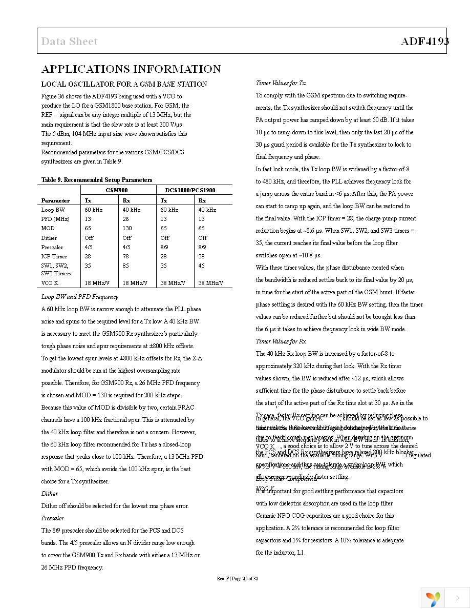 ADF4193BCPZ Page 25