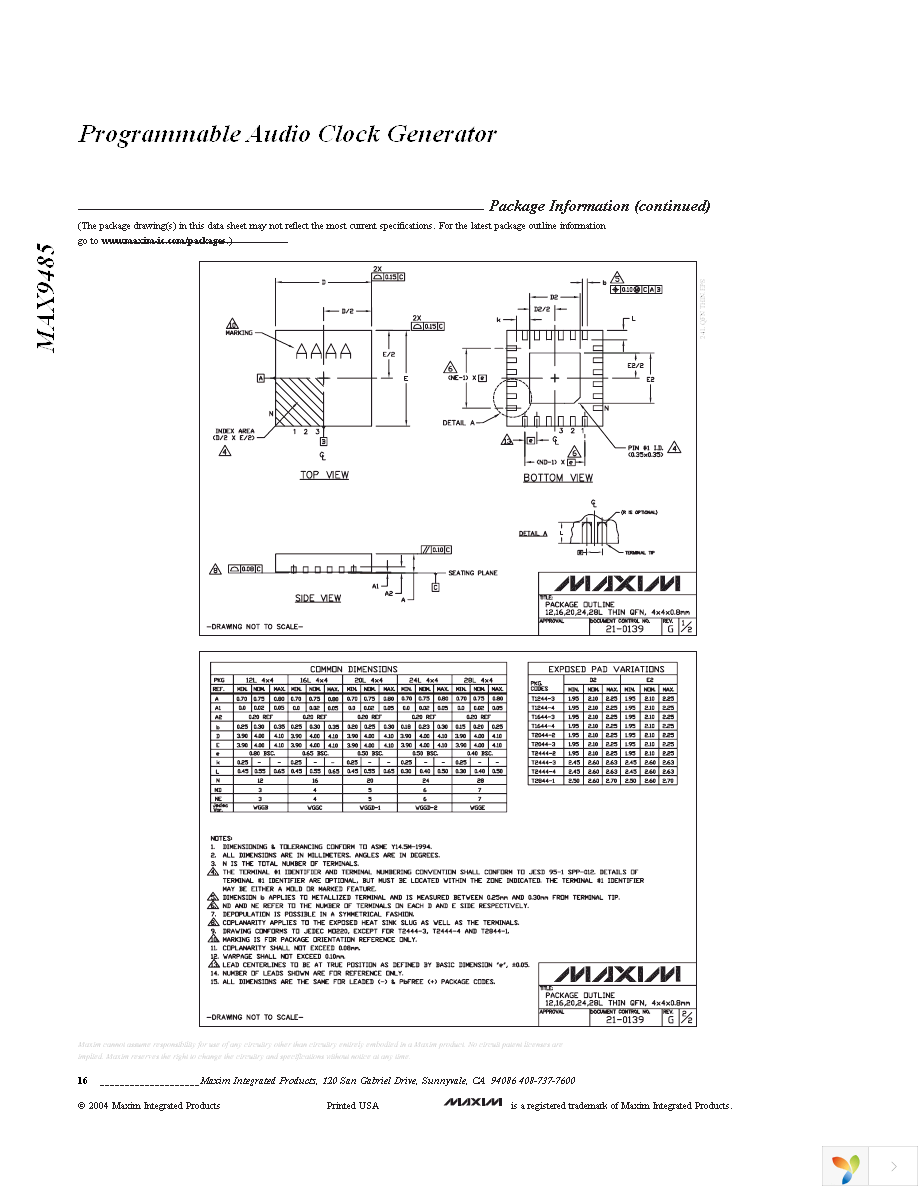 MAX9485EUP+ Page 16