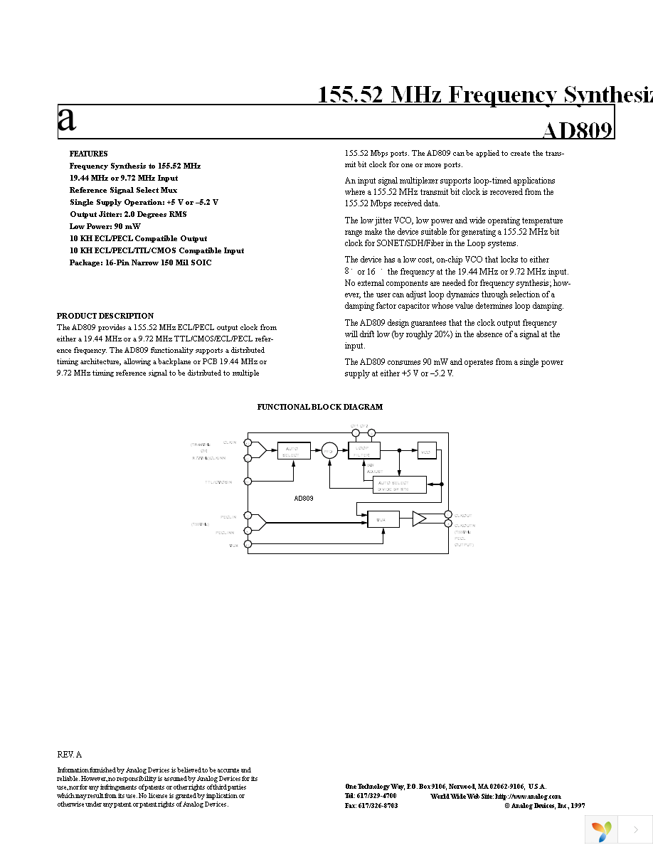 AD809BRZ Page 1