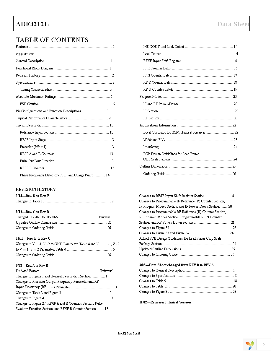 ADF4212LBRUZ Page 2