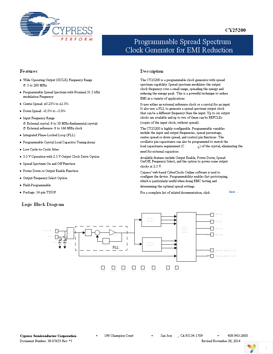 CY25200KFZXC Page 1