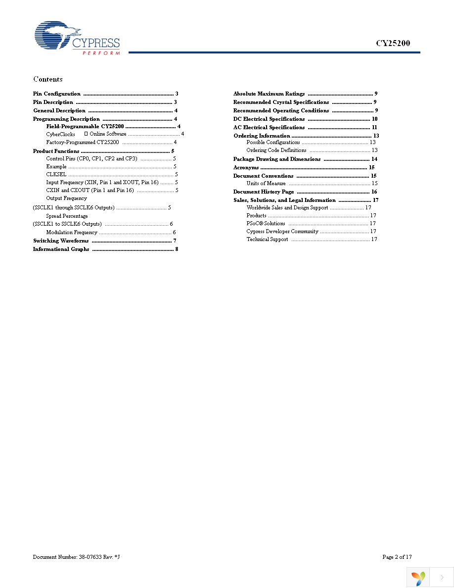 CY25200KFZXC Page 2