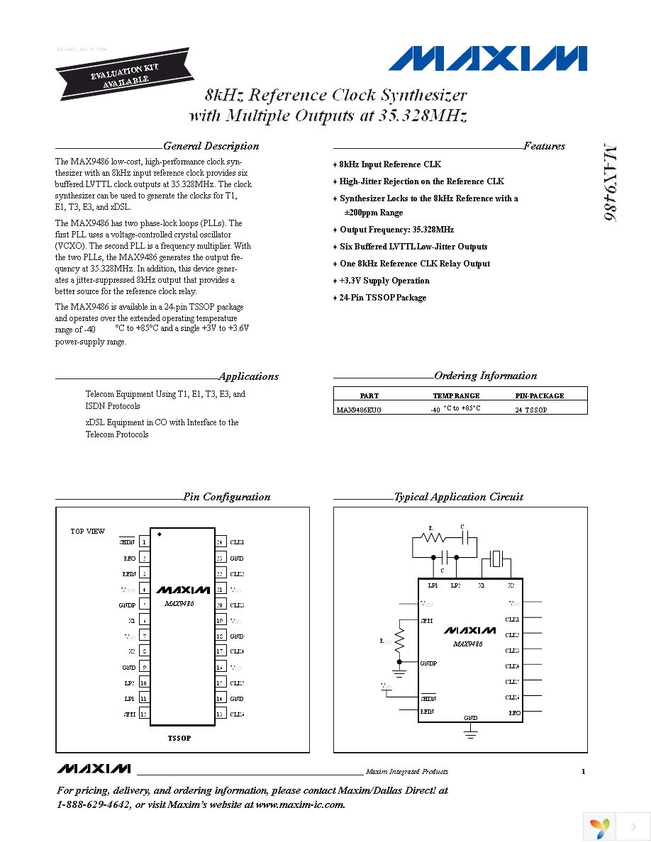 MAX9486EUG-T Page 1