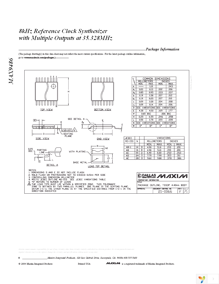 MAX9486EUG-T Page 8