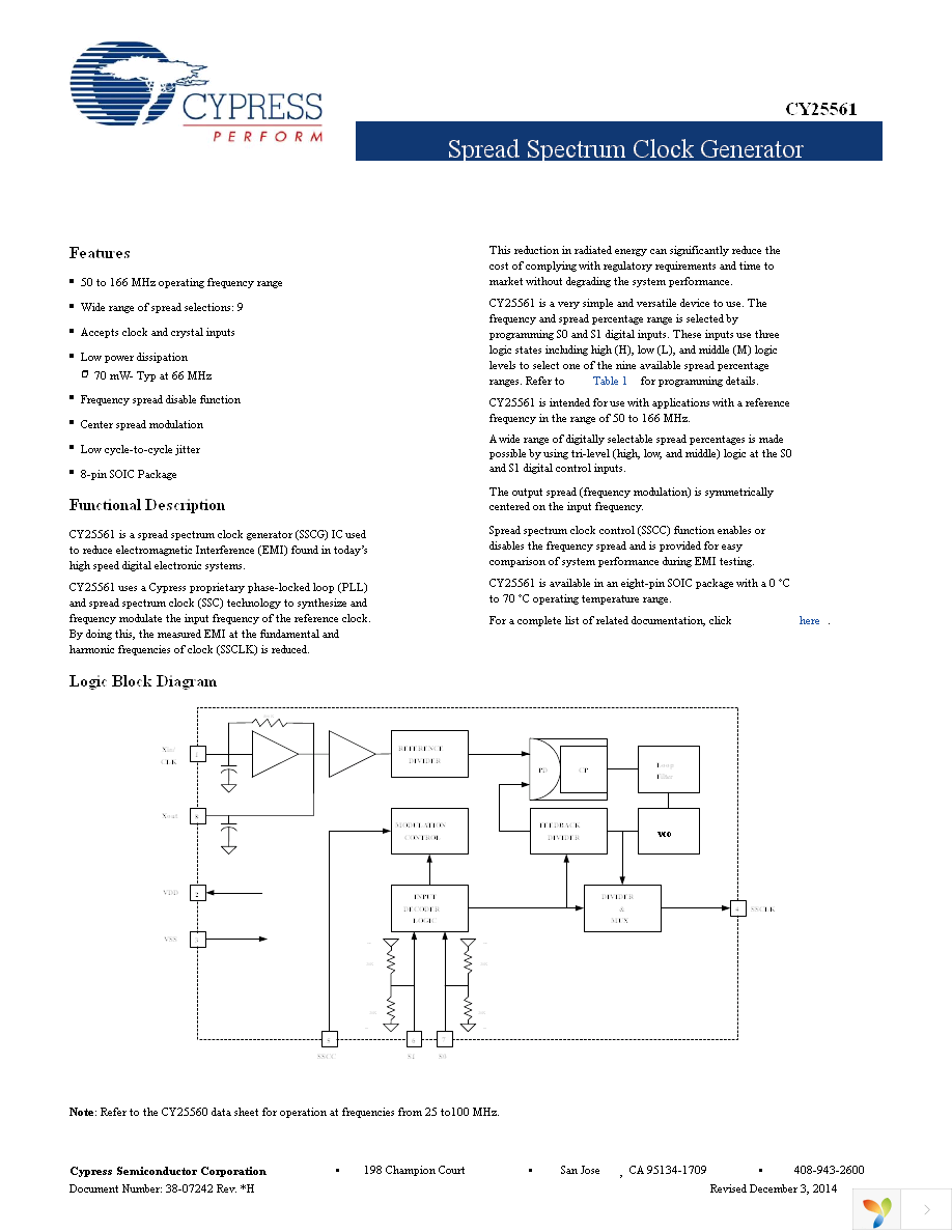 CY25561SXCT Page 1