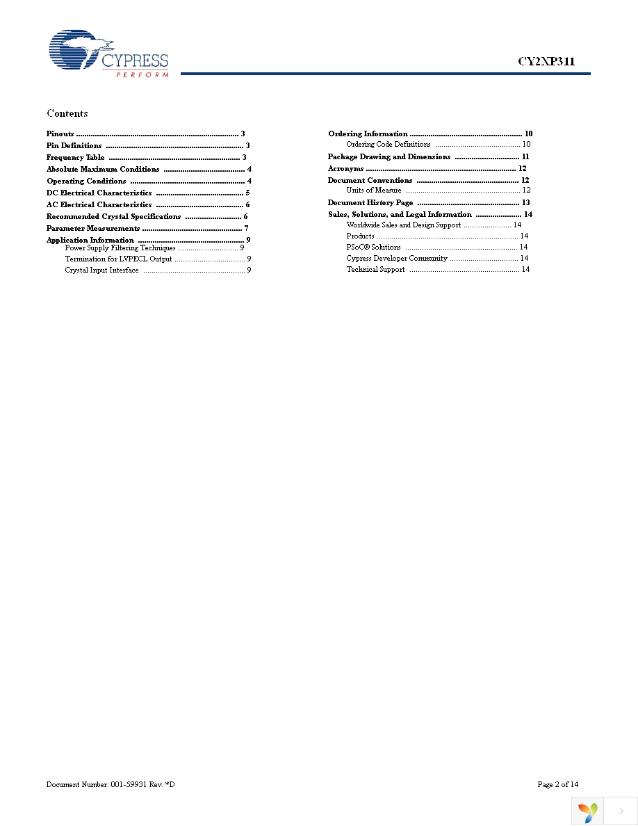 CY2XP311ZXIT Page 2