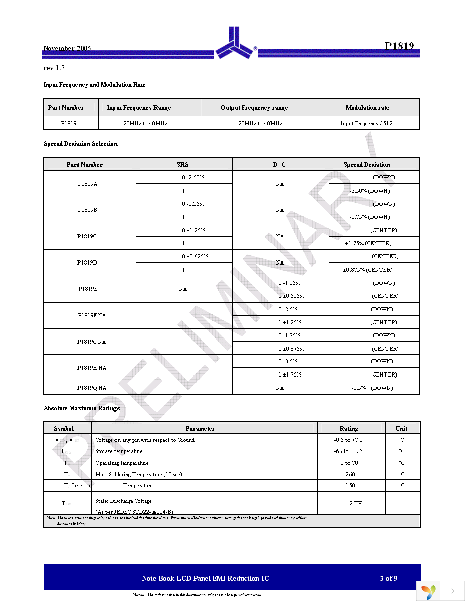 P1819BF-08TR Page 3