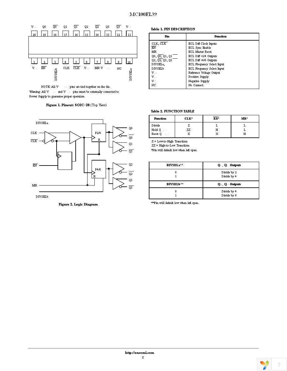 MC100EL39DWR2G Page 2