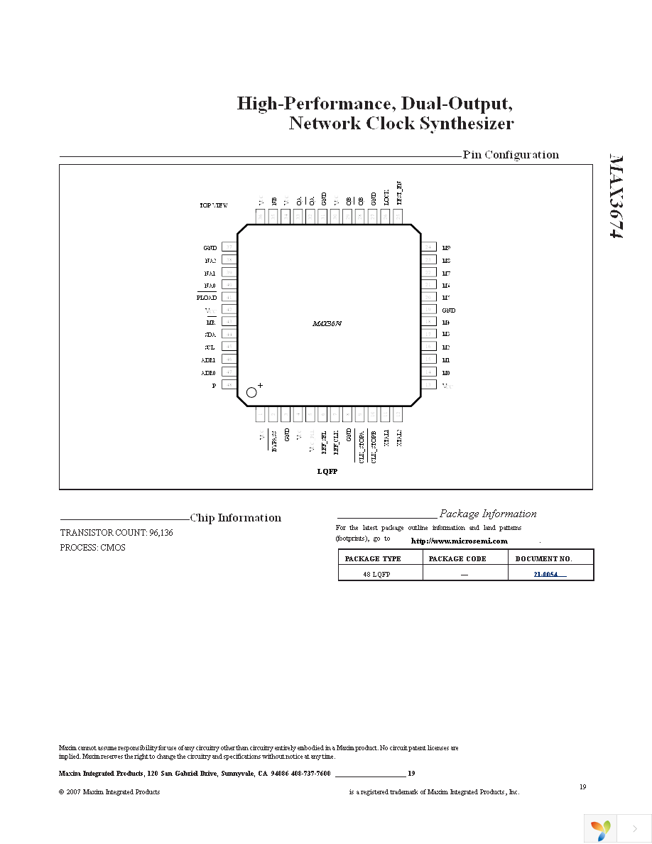 MAX3674ECM+T Page 19