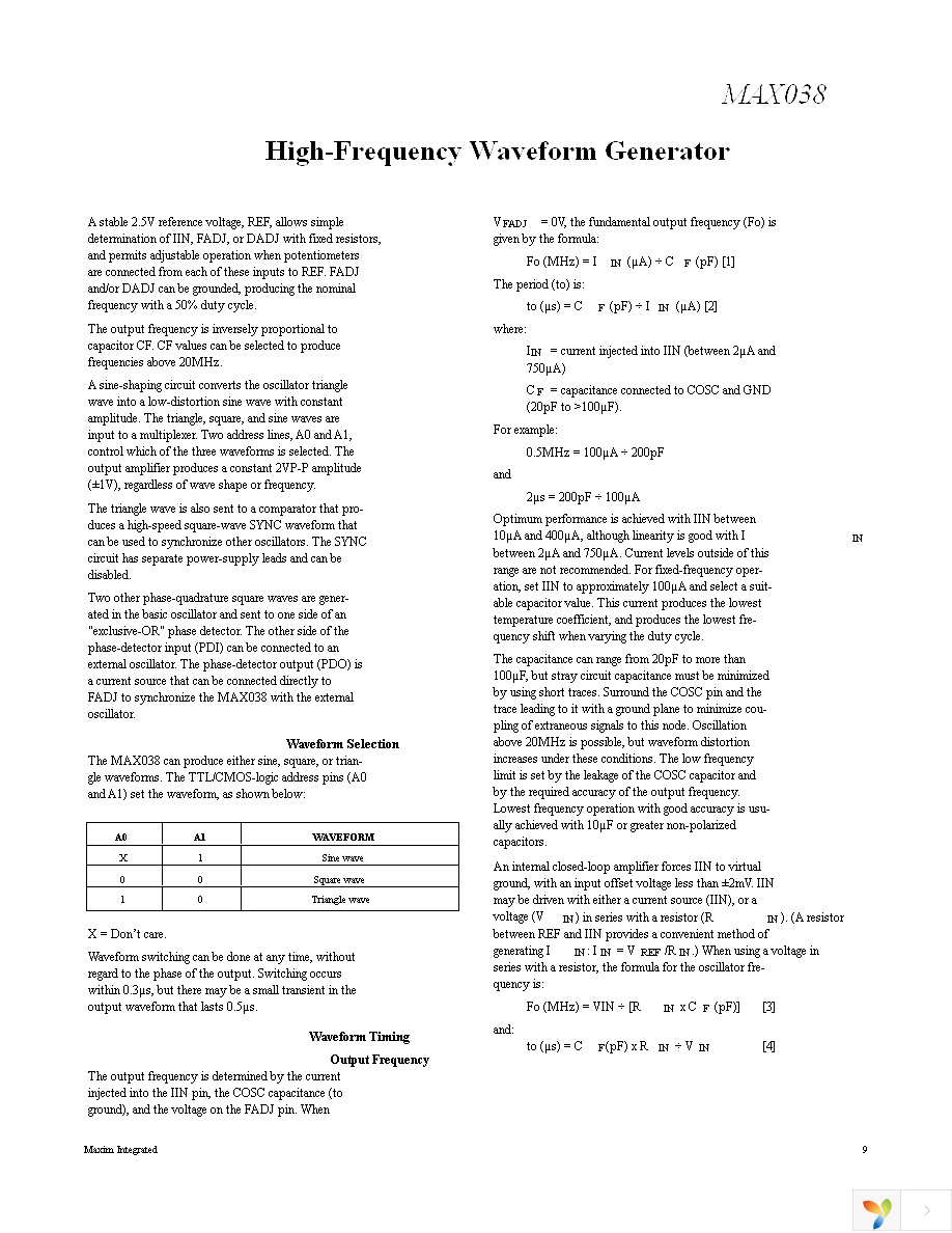 MAX038CPP Page 9