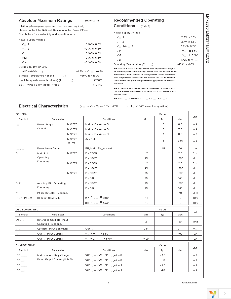 LMX2371SLBX Page 5