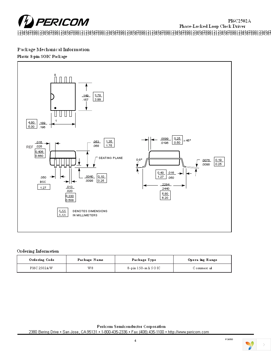 PI6C2502AWE Page 4