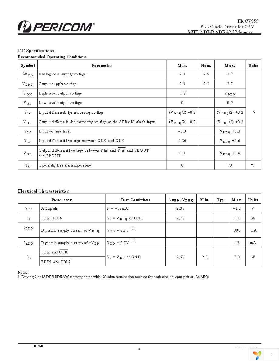 PI6CV855LE Page 4