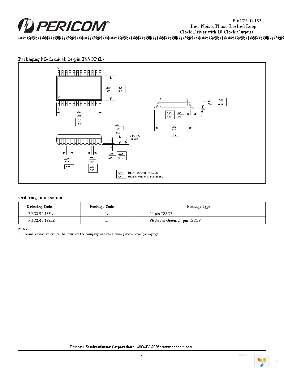 PI6C2510-133LE Page 5