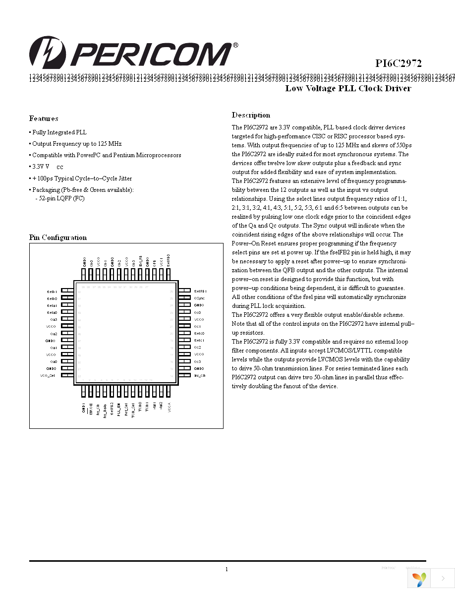 PI6C2972FCE Page 1