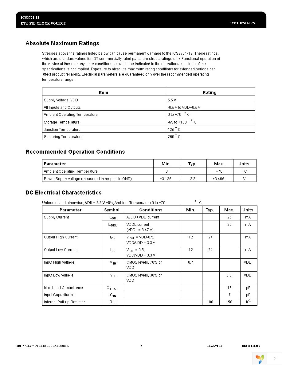 ICS3771G-18LF Page 4