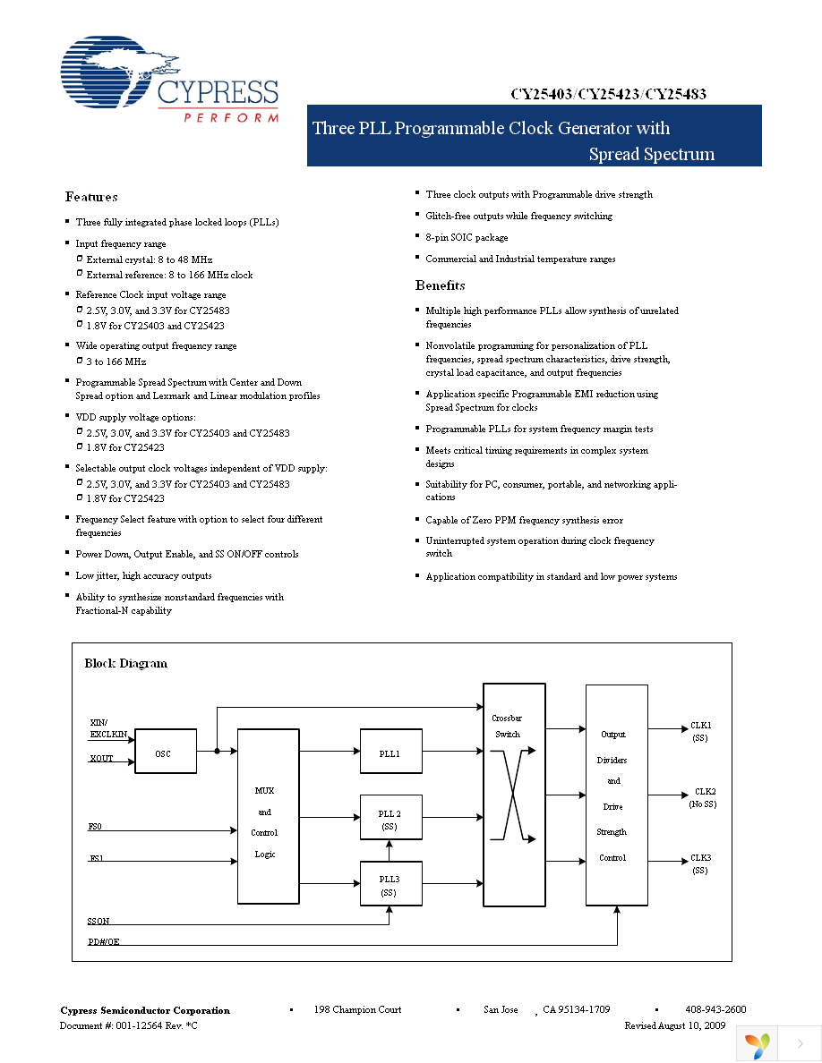 CY25403SXC-009T Page 1