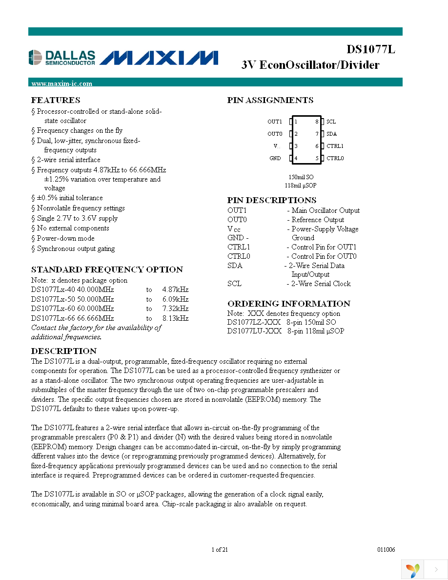 DS1077LZ-40+ Page 1