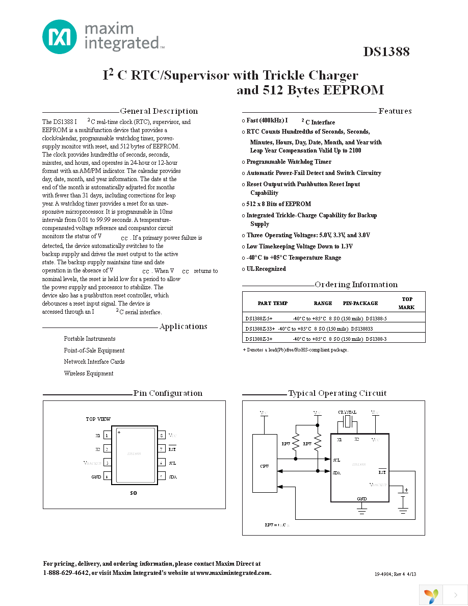 DS1388Z-33+T&R Page 1