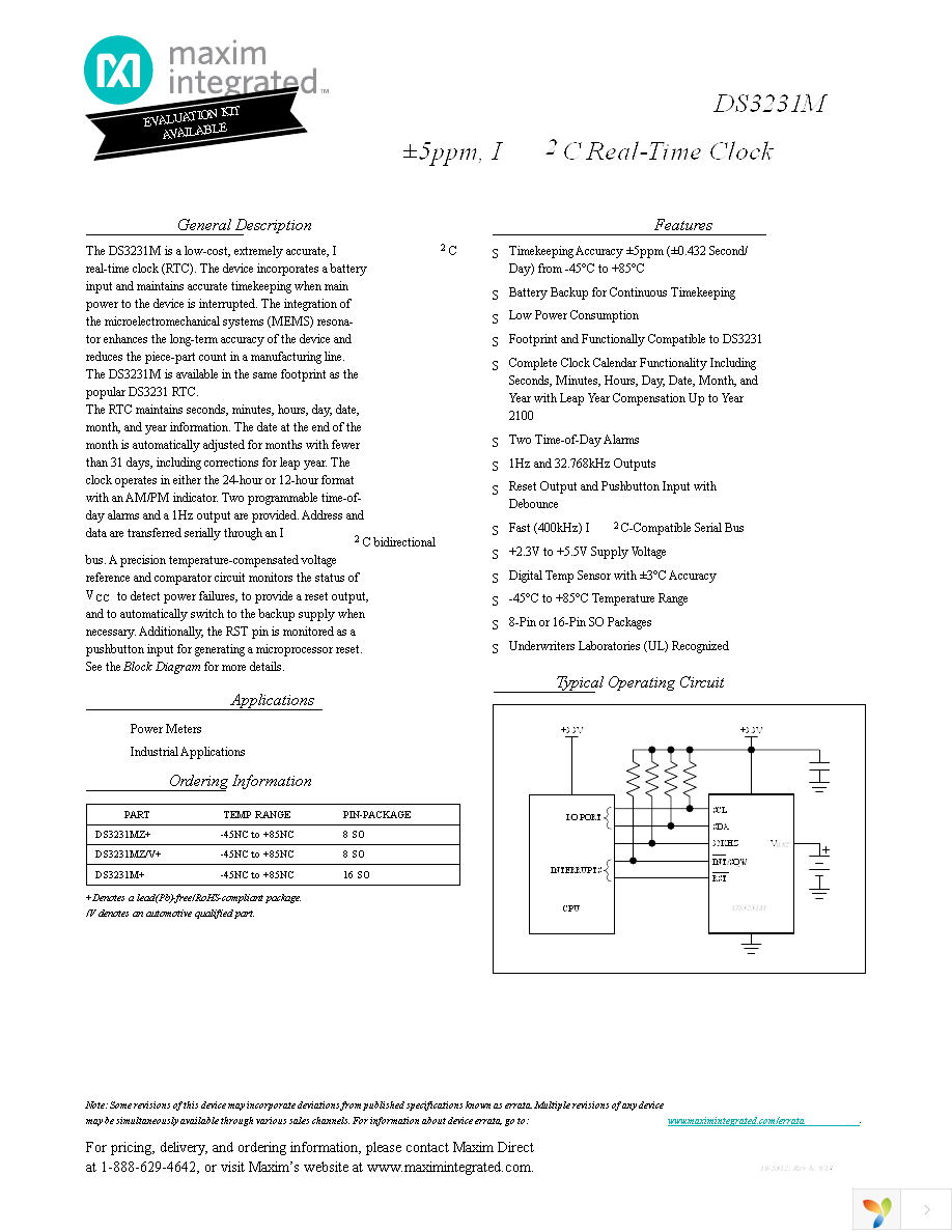 DS3231MZ+ Page 1