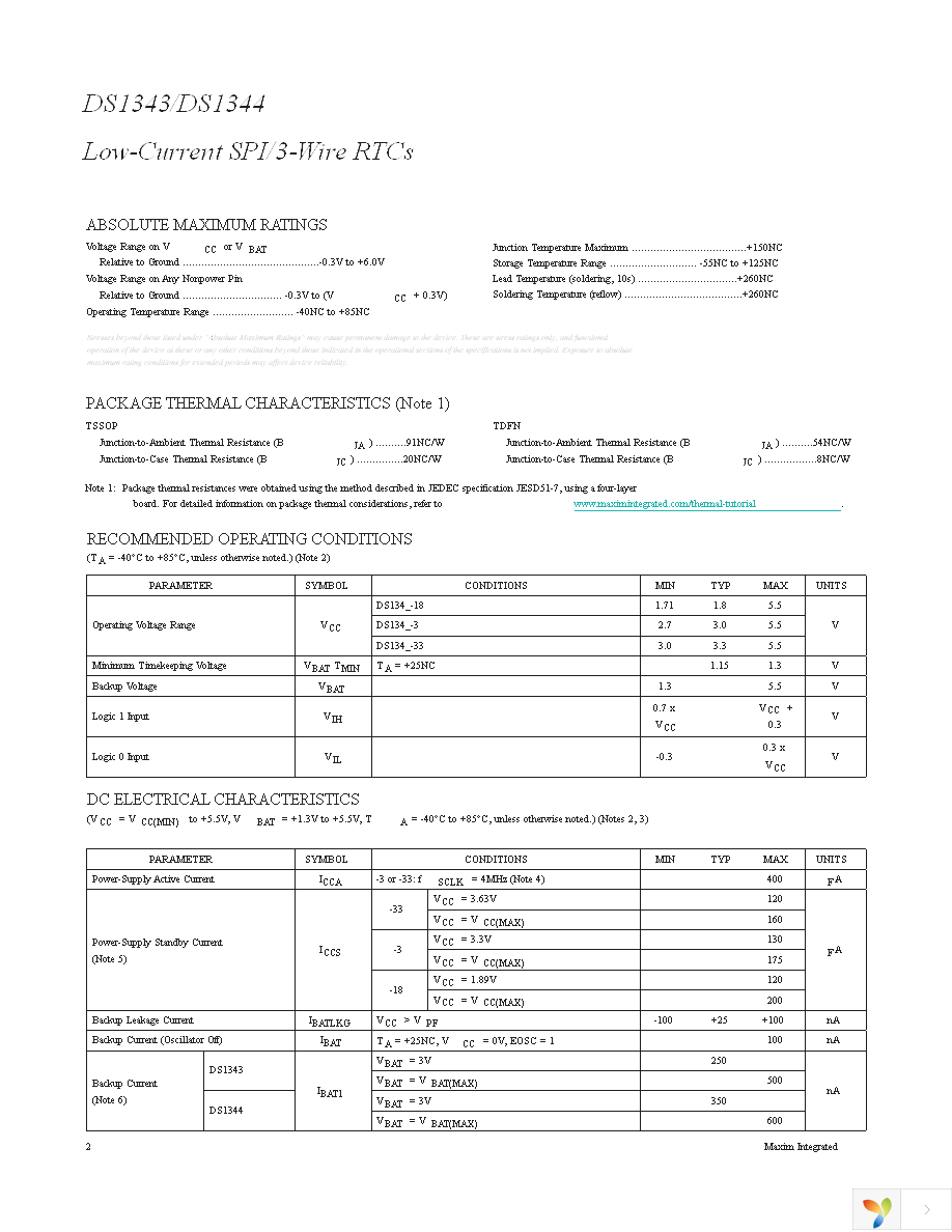 DS1344D-33+T&R Page 2