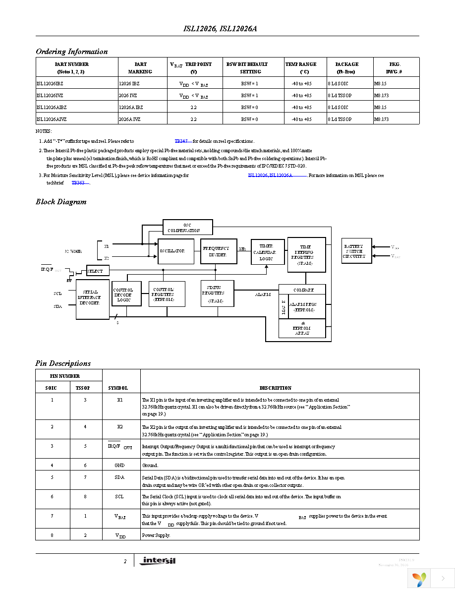 ISL12026IBZ-T Page 2