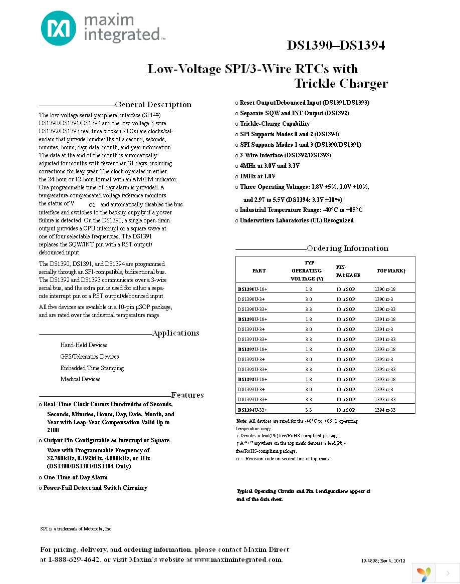 DS1394U-33+T&R Page 1