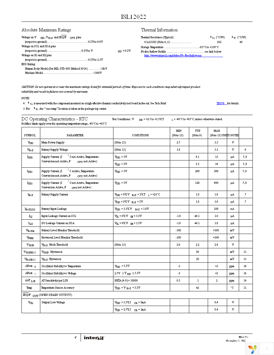 ISL12022IBZ-T7A Page 4