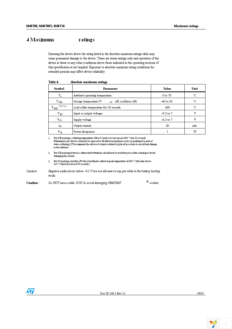 M48T18-100PC1 Page 19