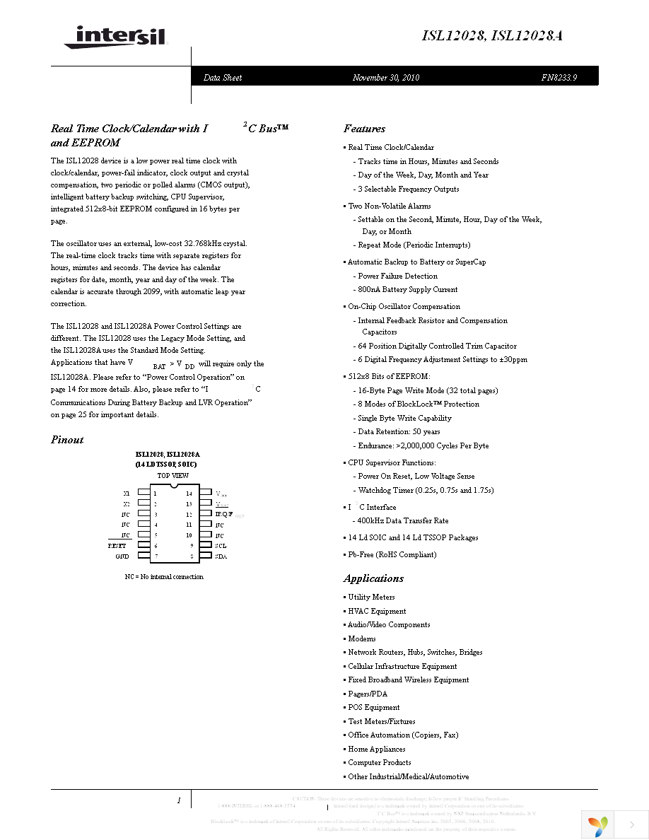 ISL12028IV27Z-T Page 1