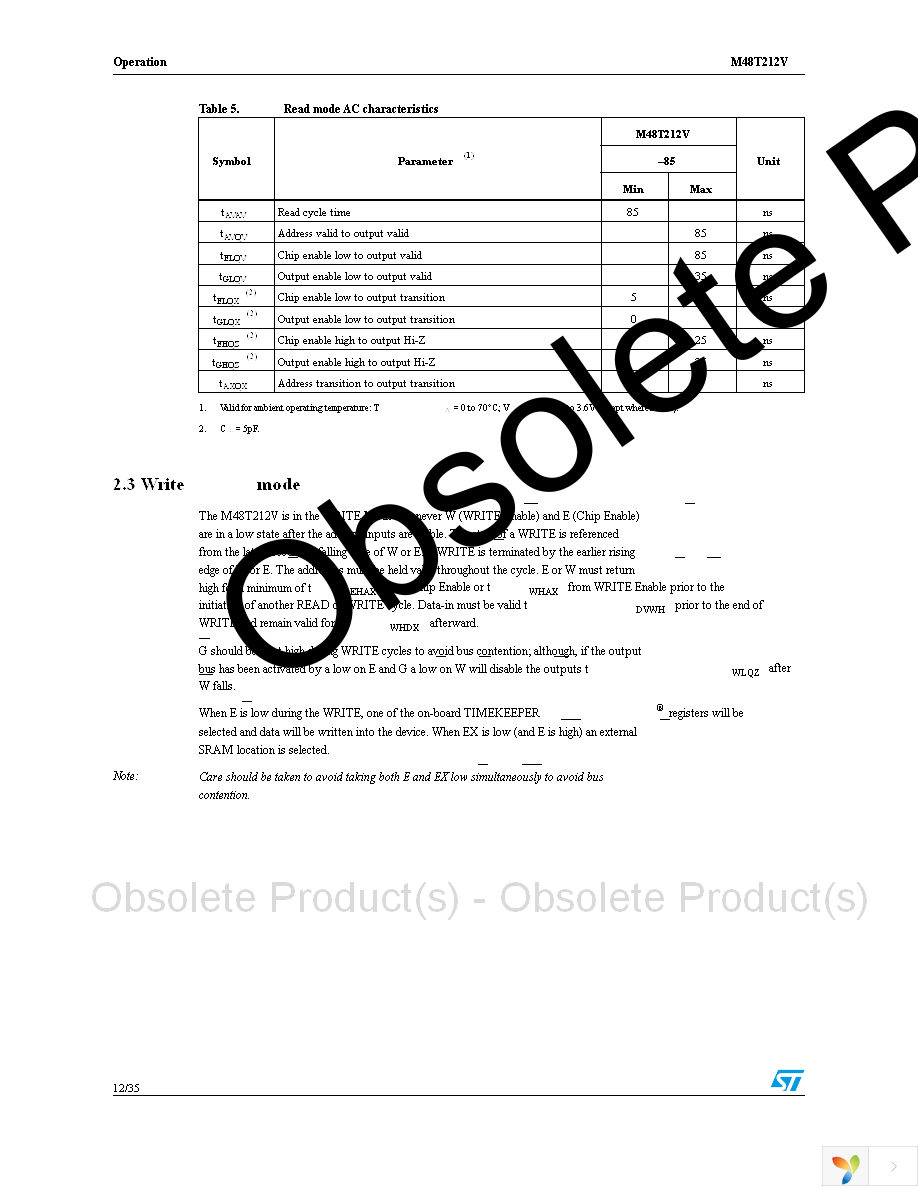 M48T212V-85MH1E Page 12