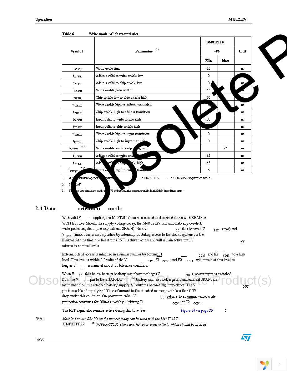 M48T212V-85MH1E Page 14