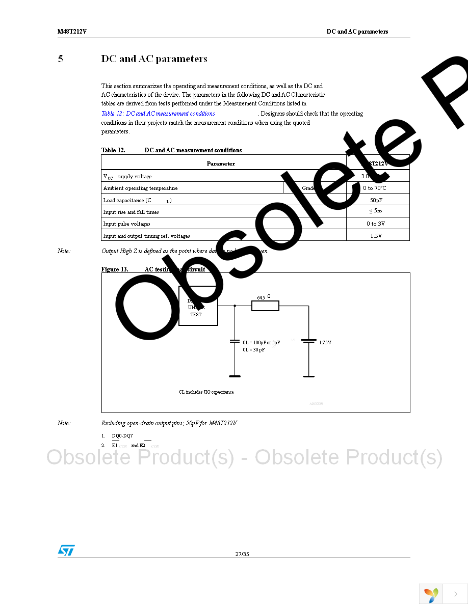 M48T212V-85MH1E Page 27