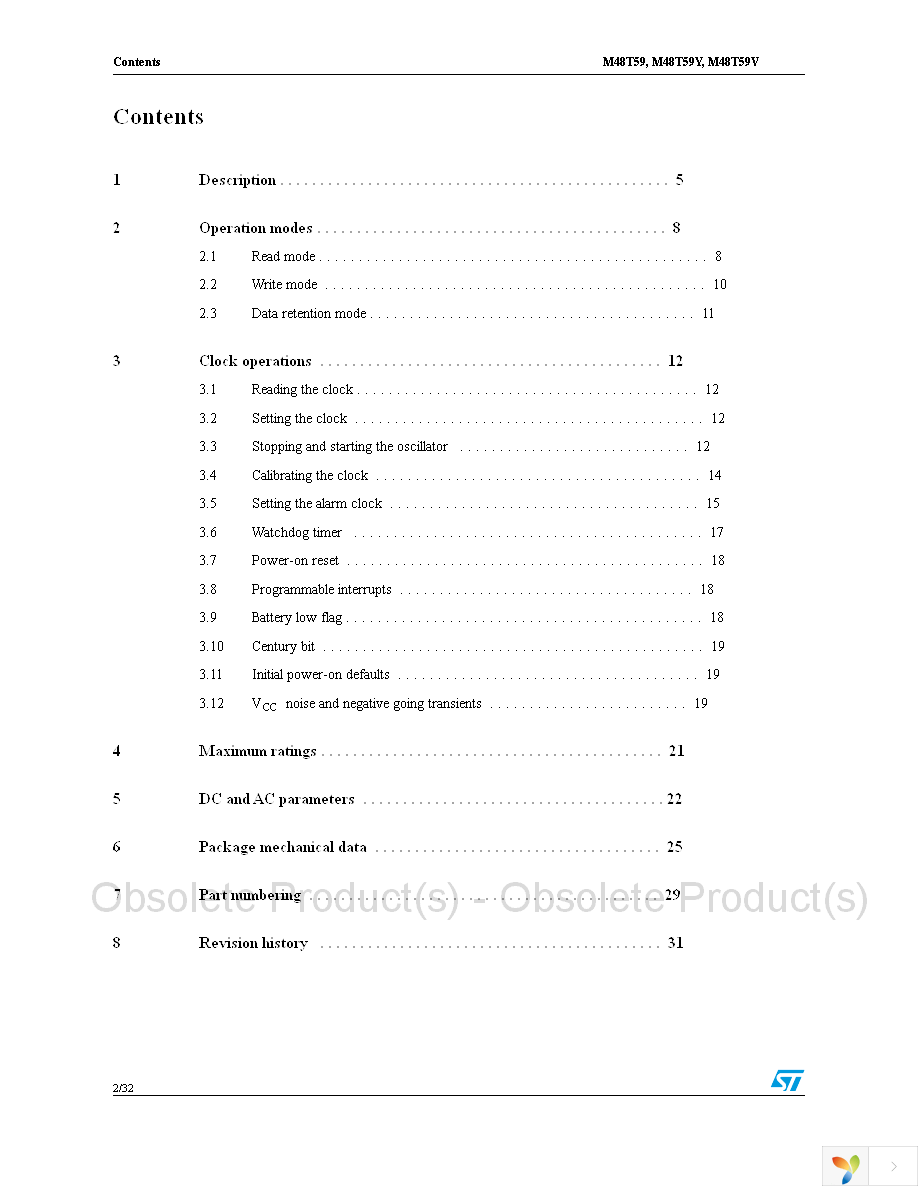 M48T59Y-70MH1F Page 2