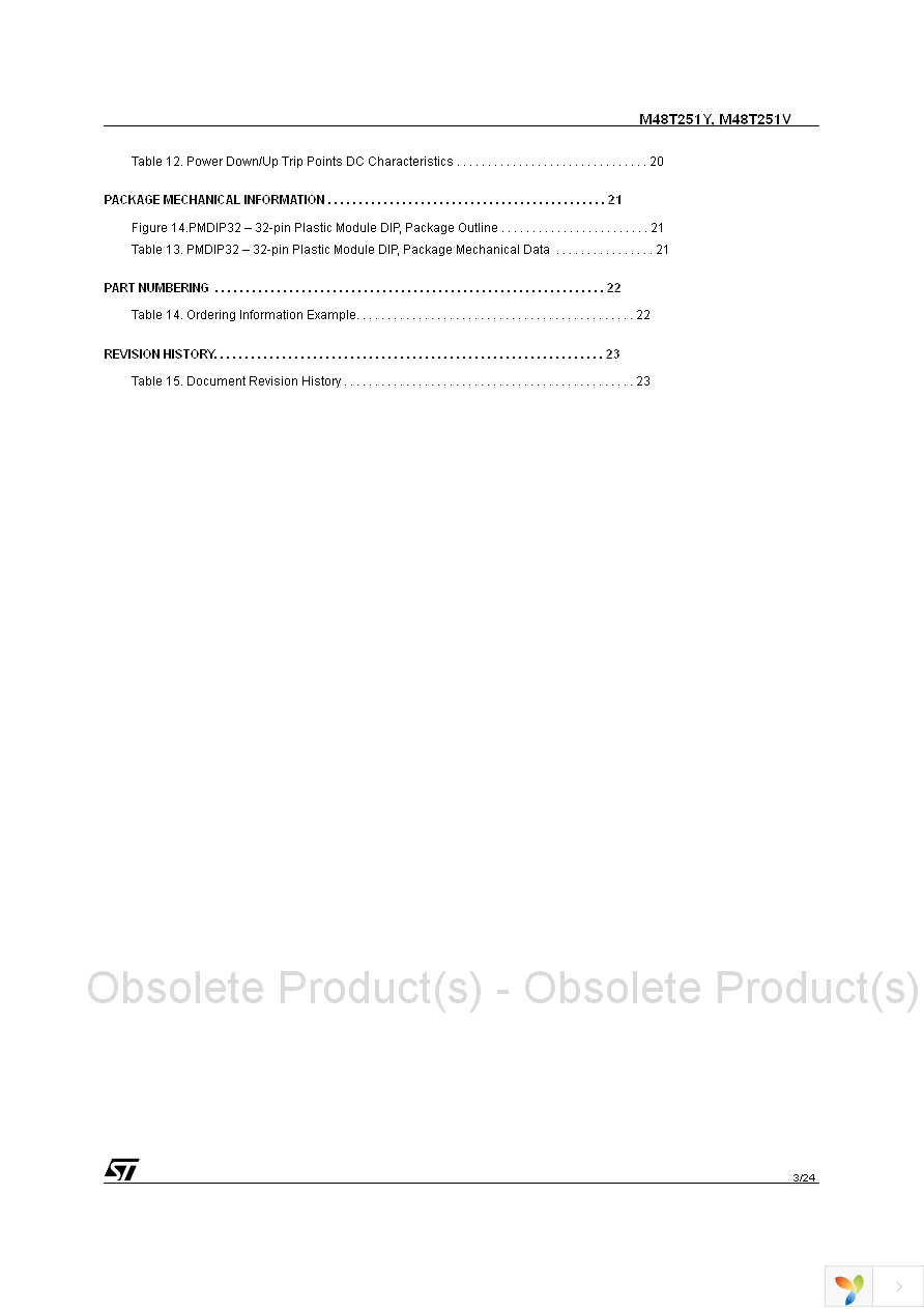 M48T251Y-70PM1 Page 3