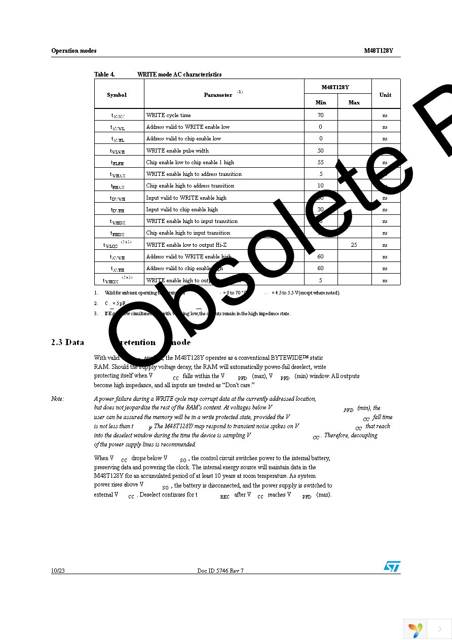 M48T128Y-70PM1 Page 10