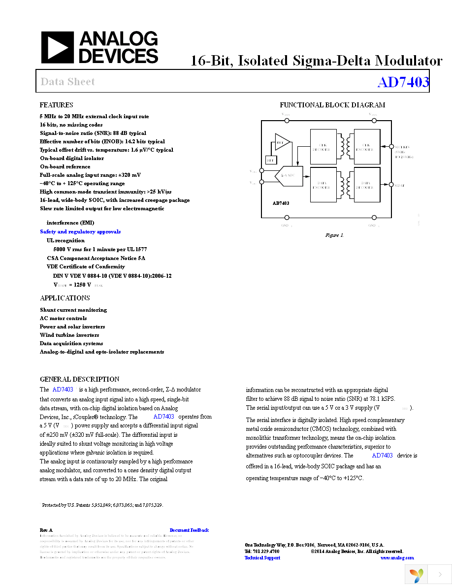 AD7403BRIZ Page 1